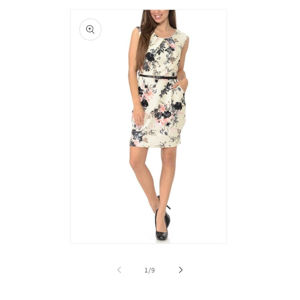Fashion Magazine Women's Mini Floral Office Workwear Sleeveless Sheath Dress